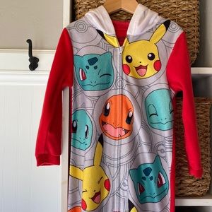 Pokémon Zip Up One Piece Pajamas XS (4-5) Boys Costume